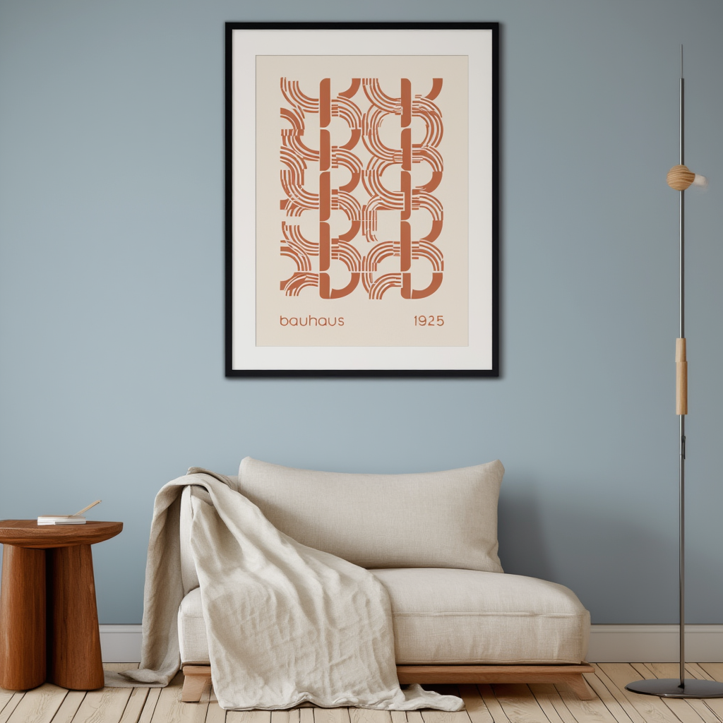 Bauhaus 1925 Geometric Orange Circle – Minimalist Modern Wall Art Print