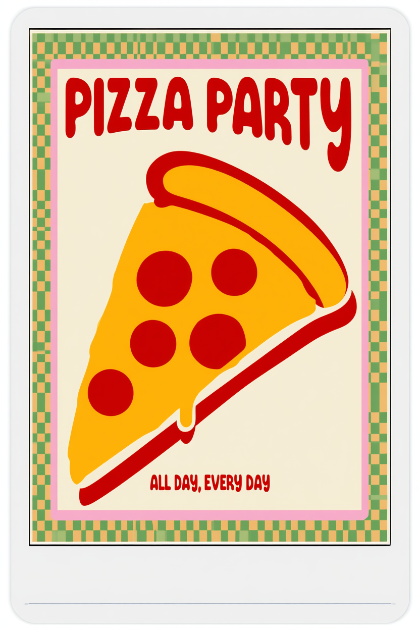 Pizza Party – Fun Minimalist Art Print for Kitchens & Dining Spaces