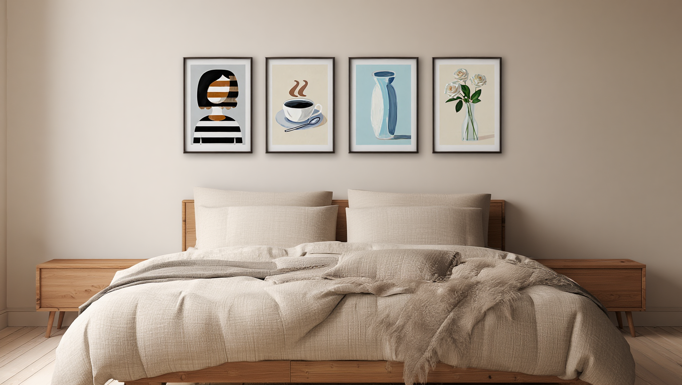 Modern Coffee & Vase Abstract Collection – Set of 4