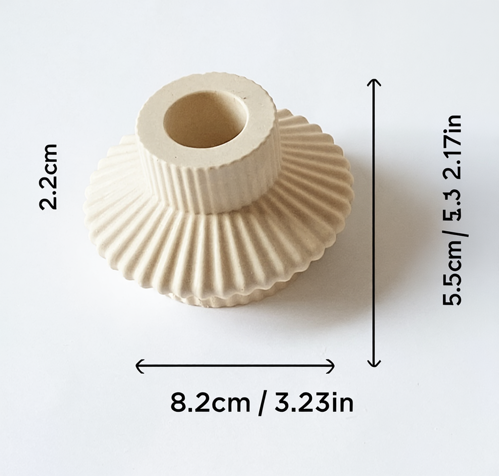 Minimalist Striped Candle Holder – White Cream Home Decor