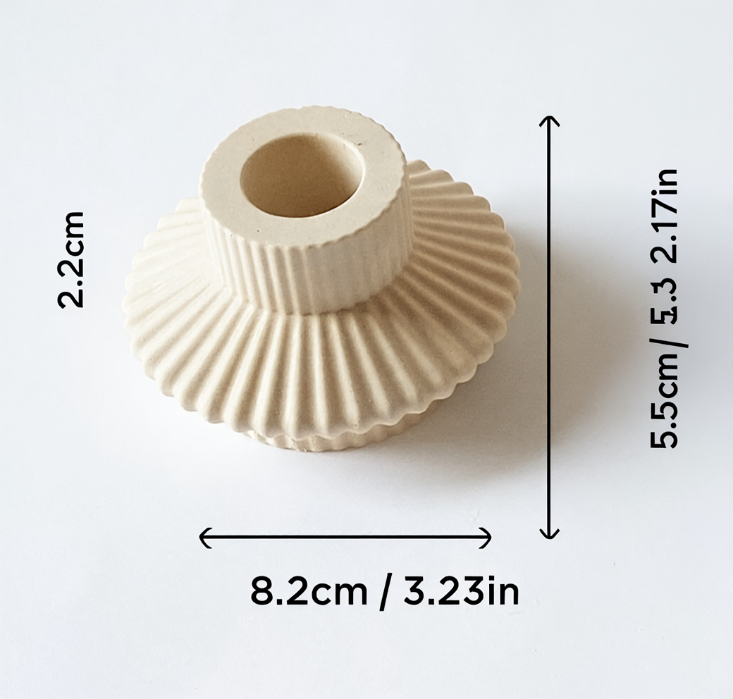 Minimalist Striped Candle Holder – White Cream Home Decor