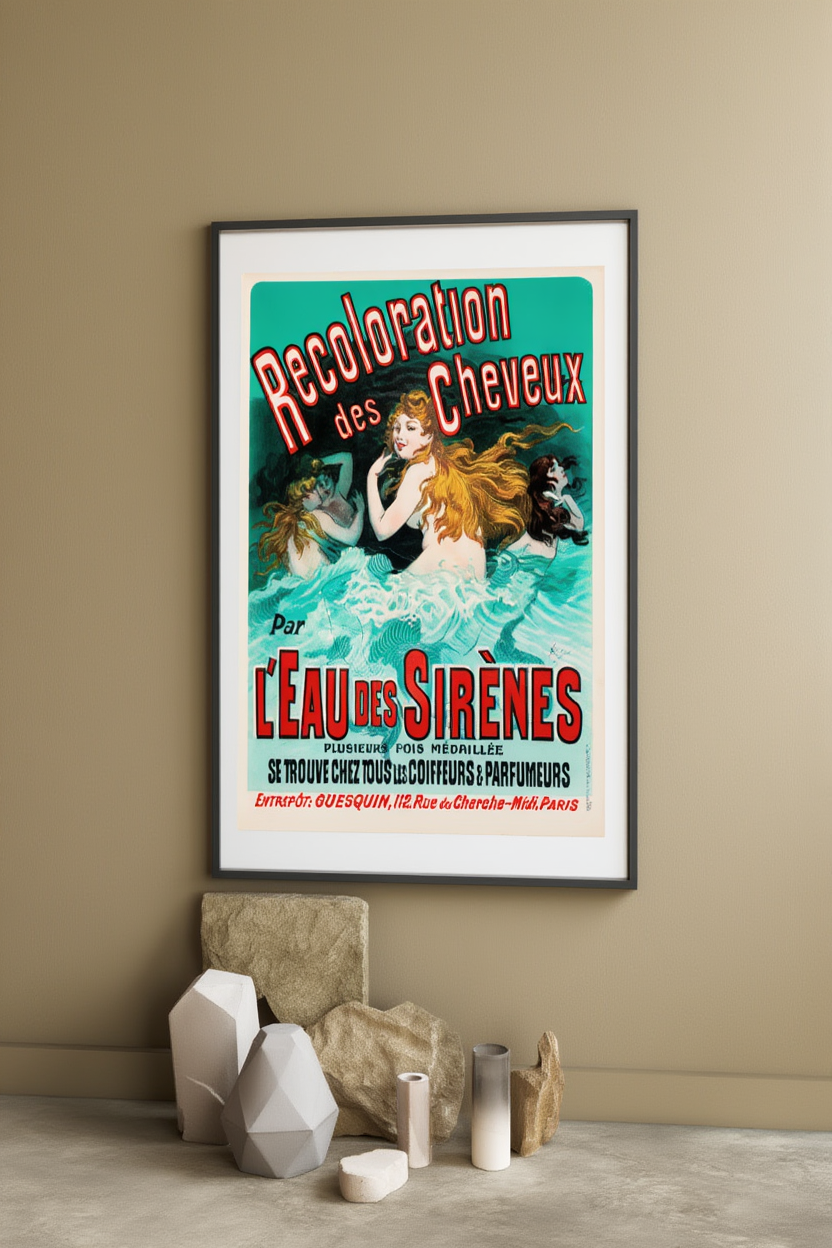 L’Eau des Sirènes Poster by Jules Chéret – Belle Époque French Advertising Art Print