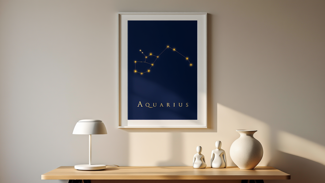 Star Sign Aquarius Poster | Zodiac Wall Art Print