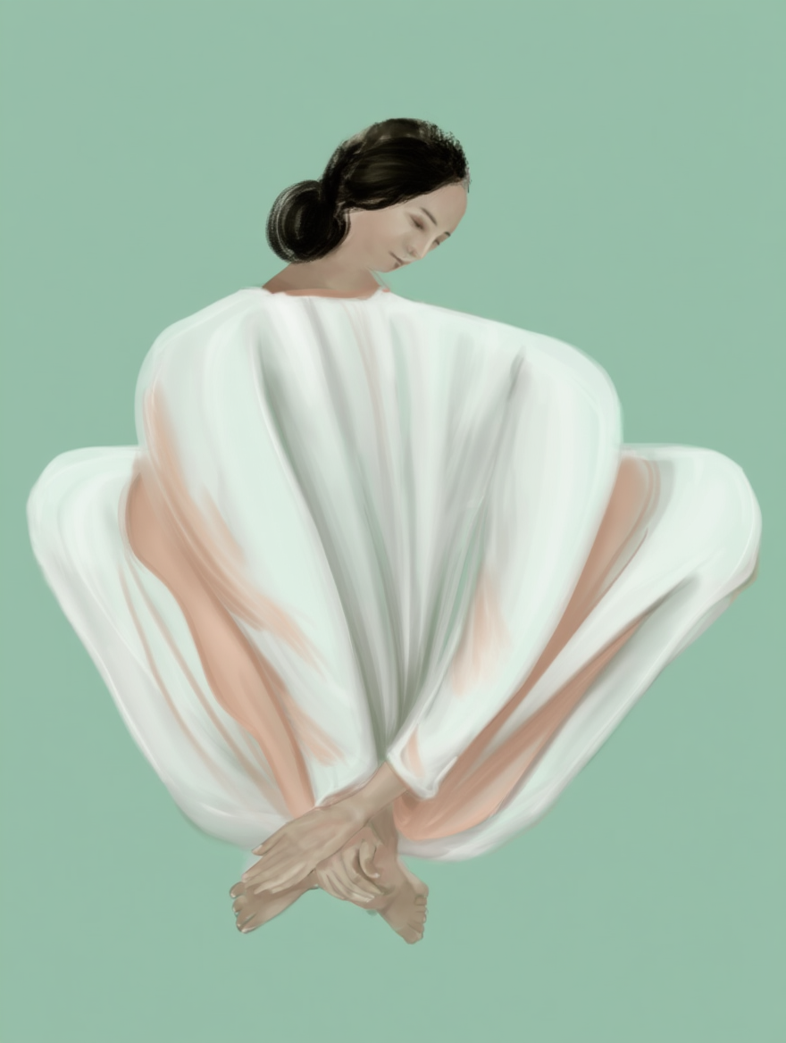 Woman in White and Peach – Art Print / Poster