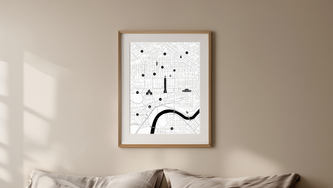 Taipei City Map Poster – Black and White Minimalist Wall Art Print