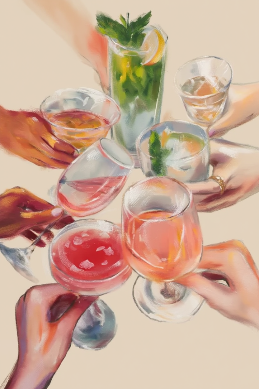 Canvas Print Shared Cocktails, Easy Evenings – Contemporary Social Moments