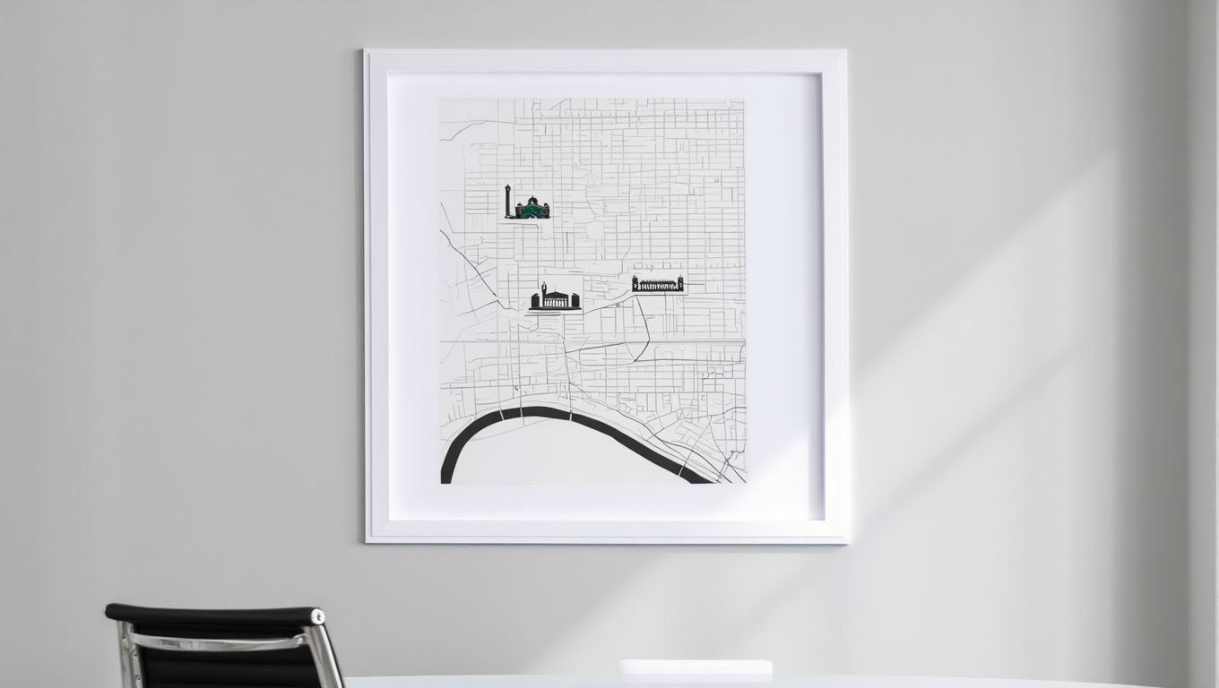 Melbourne City Map Poster – Black and White Minimalist Wall Art Print