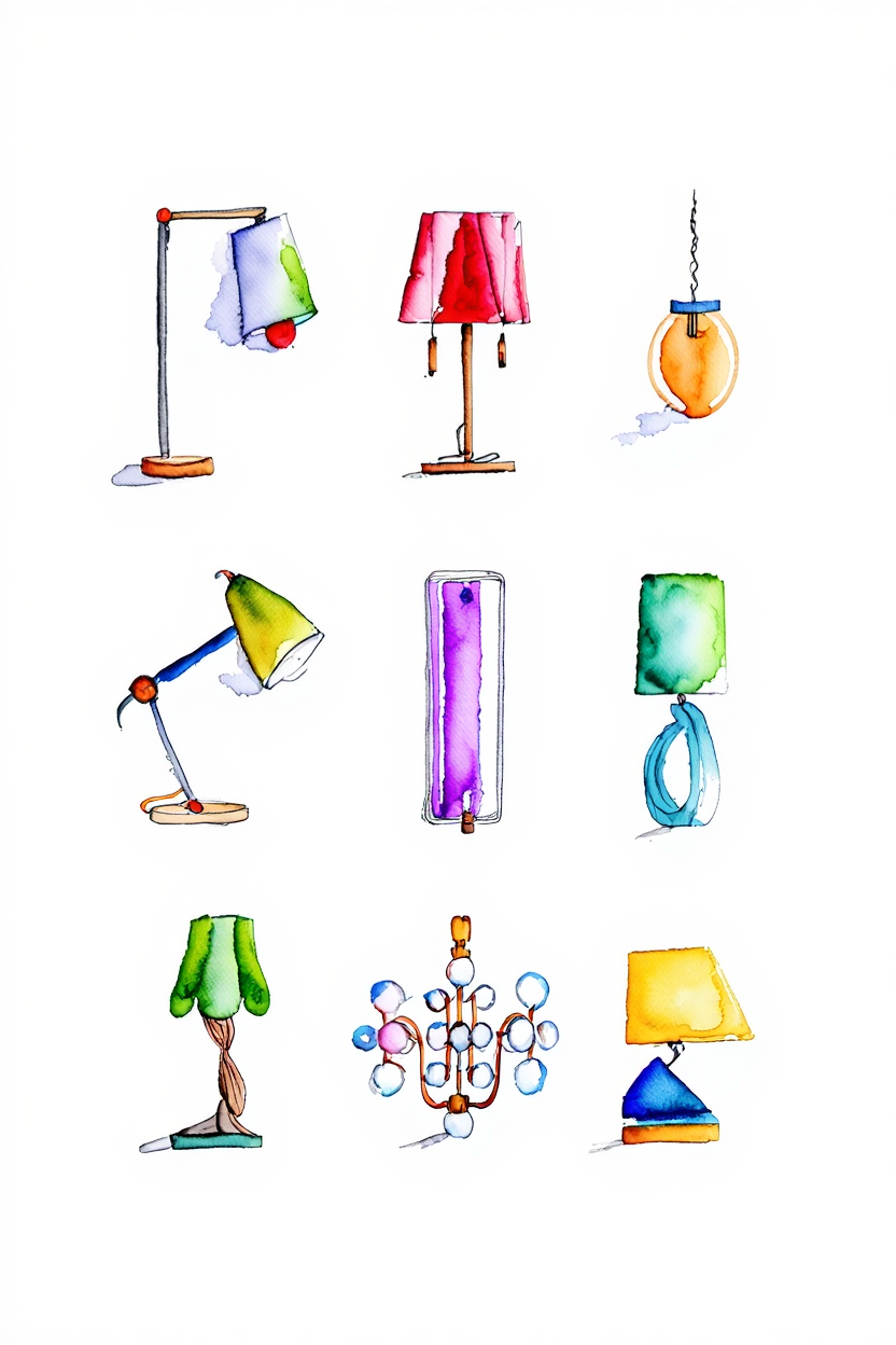 Set of 2 Lampshades Illustration Prints – Modern Decorative Wall Art - Hakyarts