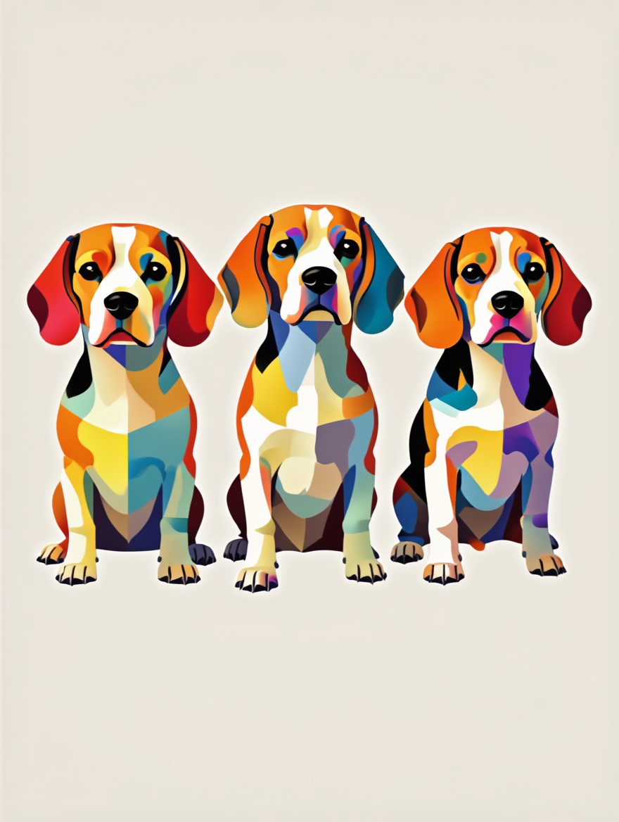 Geometric Beagles Poster