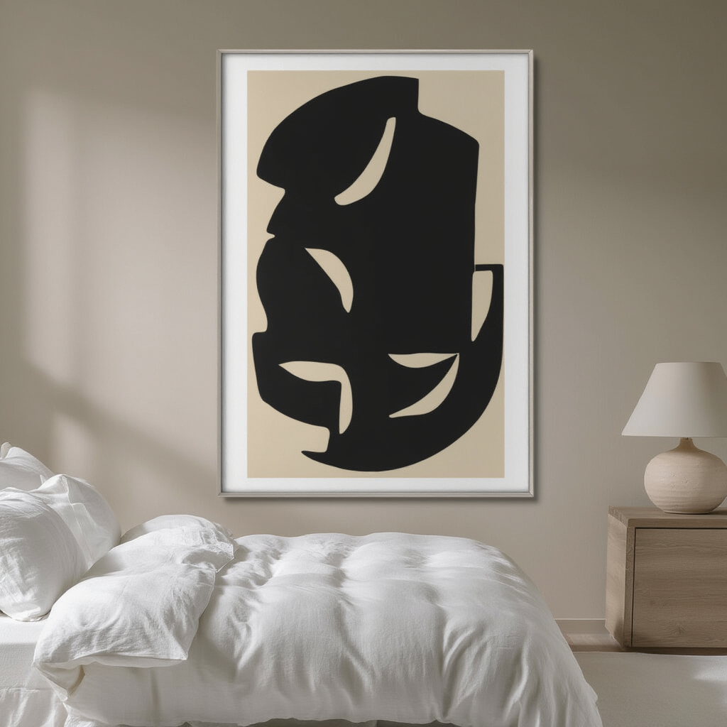 Soft Geometry in Sand – Beige Geometric Abstract Art Print - Hakyarts