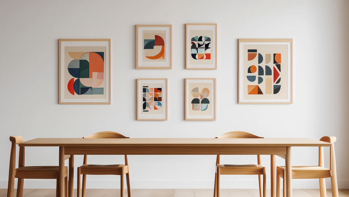 Nordic Bauhaus Mid-Century – Living Room Set of 6 Modern Prints
