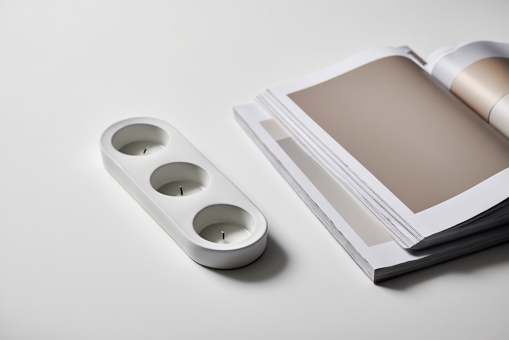 Minimalist Triple Tealight Candle Holder – White Cream Plaster Home Decor