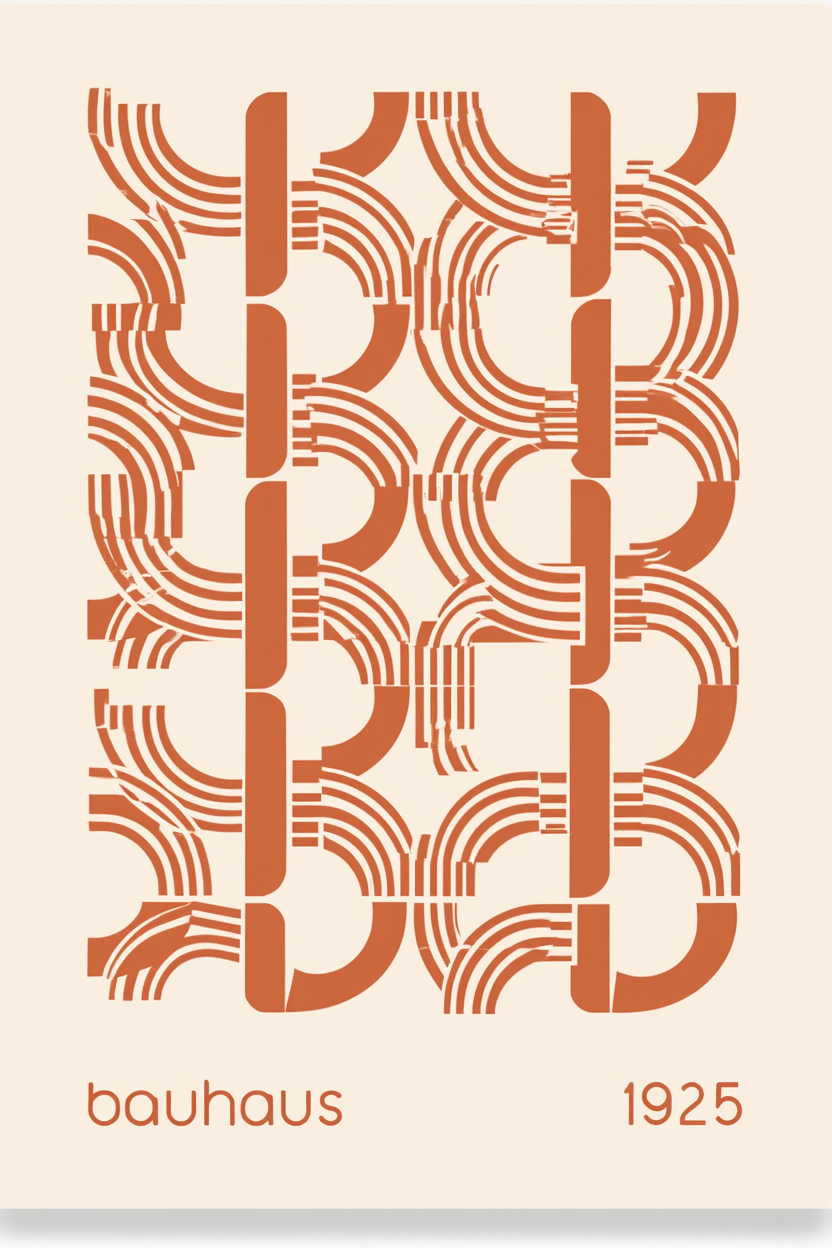 Set of 4 Wall Art Prints – Orange Maximalist, Bauhaus Geometric & Abstract Flow Collection