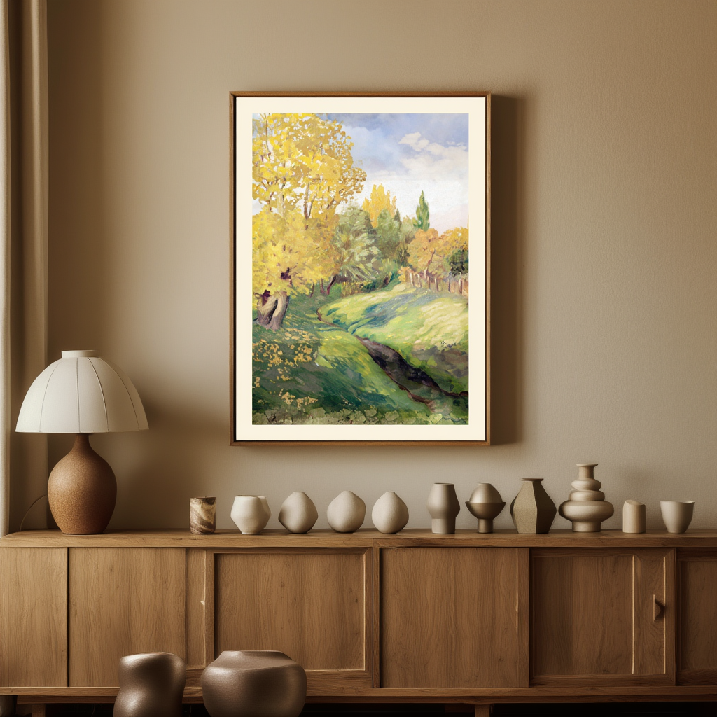 Autumn Landscape by Štefan Polkoráb (1927) – Vintage Seasonal Landscape Art Print