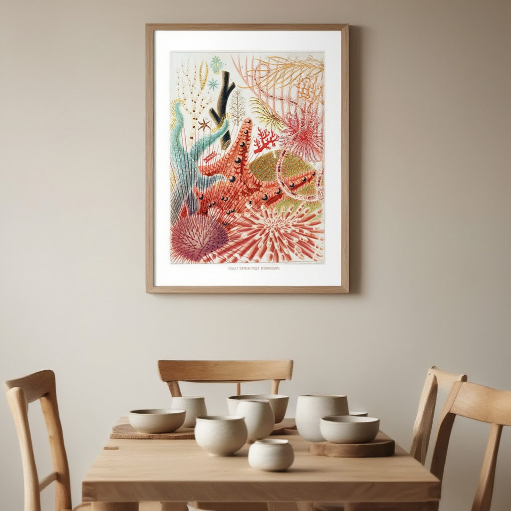 Great Barrier Reef Echinoderms by William Saville-Kent – Natural History Marine Art Print