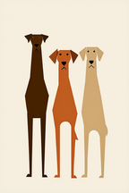 Set of 4 Bauhaus Dogs Prints – Modernist Geometric Wall Art - Hakyarts
