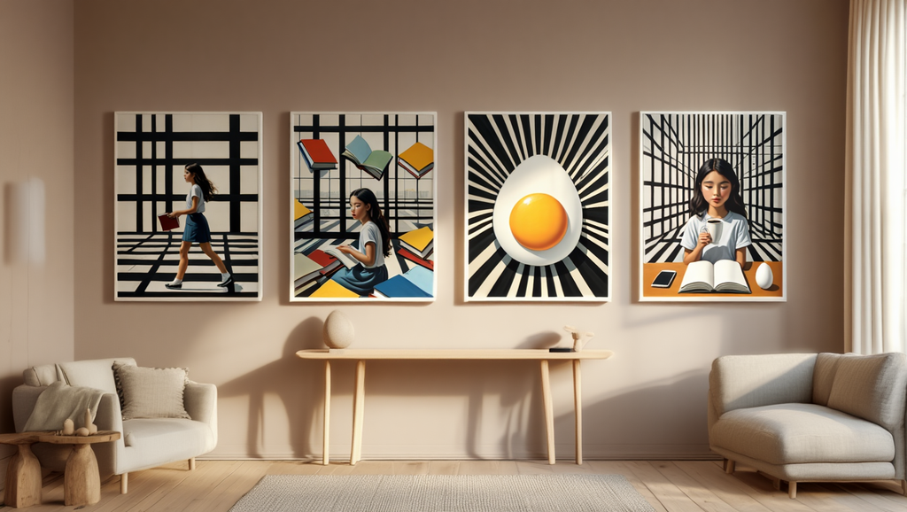 Modern Grid Abstract Collection – Set of 4