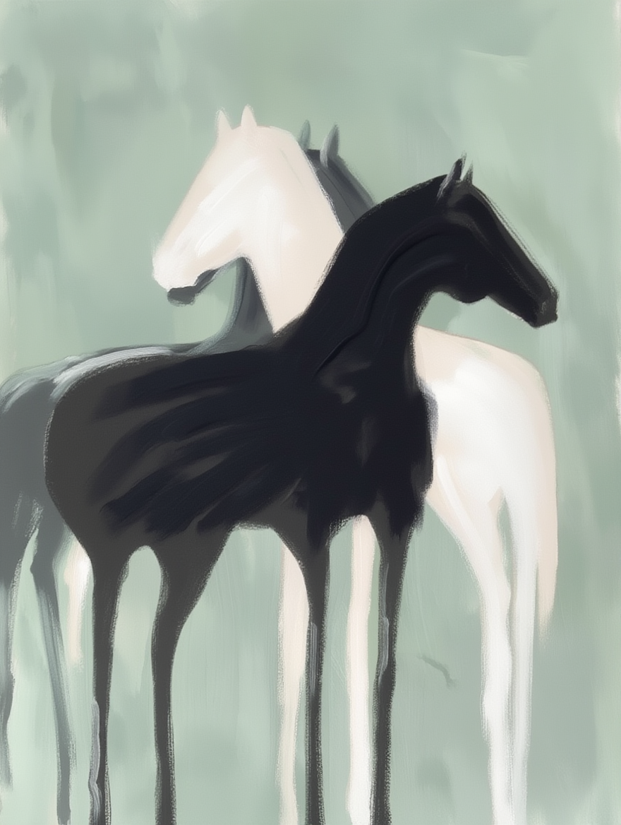 Set of 2 Graceful Horse Silhouette Prints – Elegant Equestrian Wall Art - Hakyarts