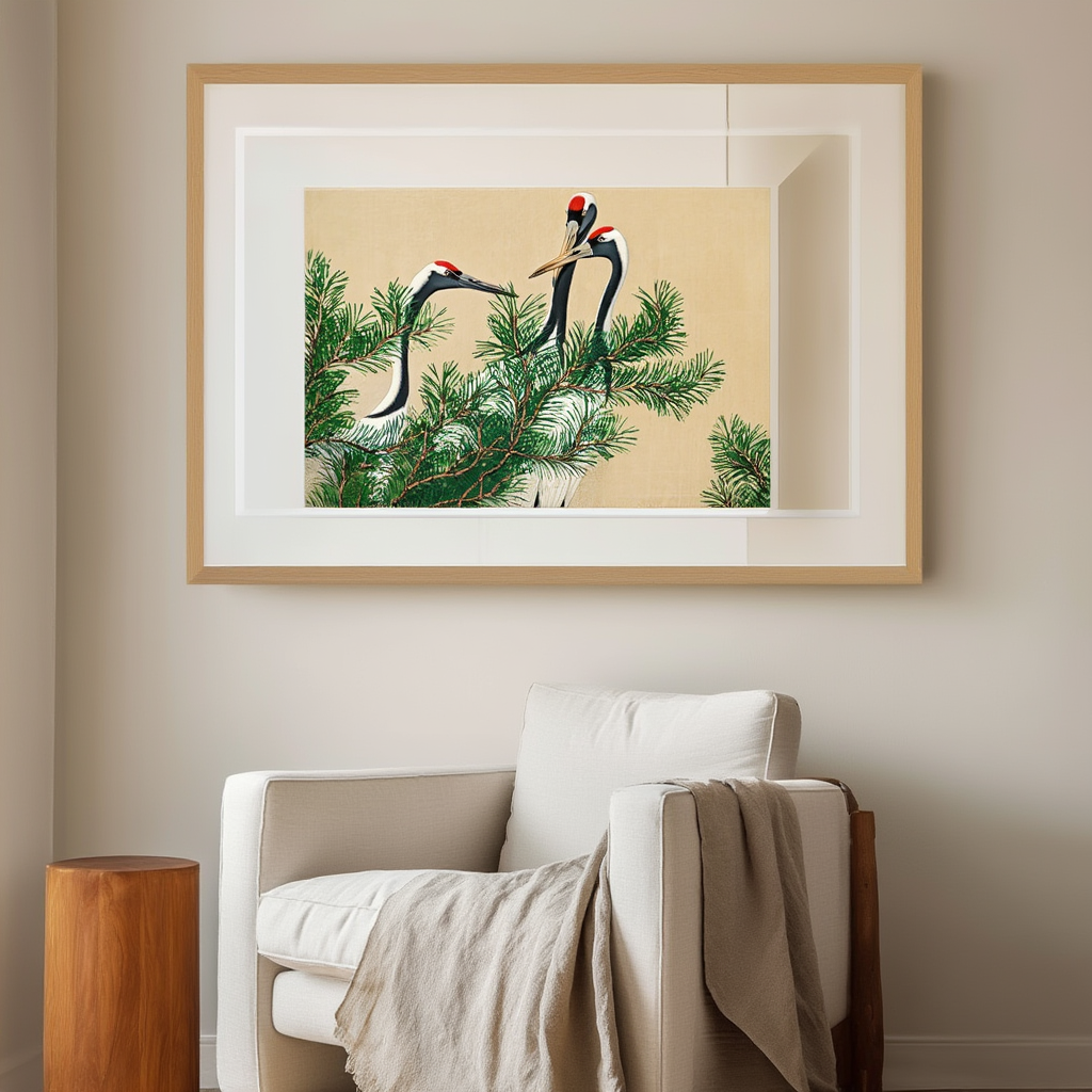 Cranes from Momoyogusa by Kamisaka Sekka – Japanese Bird Art Print