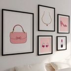 Preppy Coquette Wall Art – Bedroom Collection Set of 5 - Hakyarts