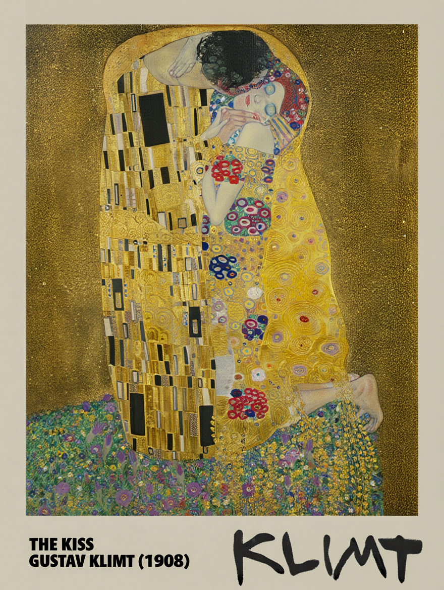 Gustav Klimt Art Print – 4 Golden Wall Art Prints | Elegant Gallery Wall Décor for Living Room, Bedroom & Office