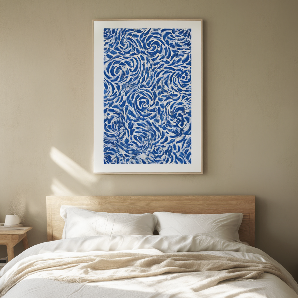 Azure Echoes – Geometric Abstract Art Print - Hakyarts