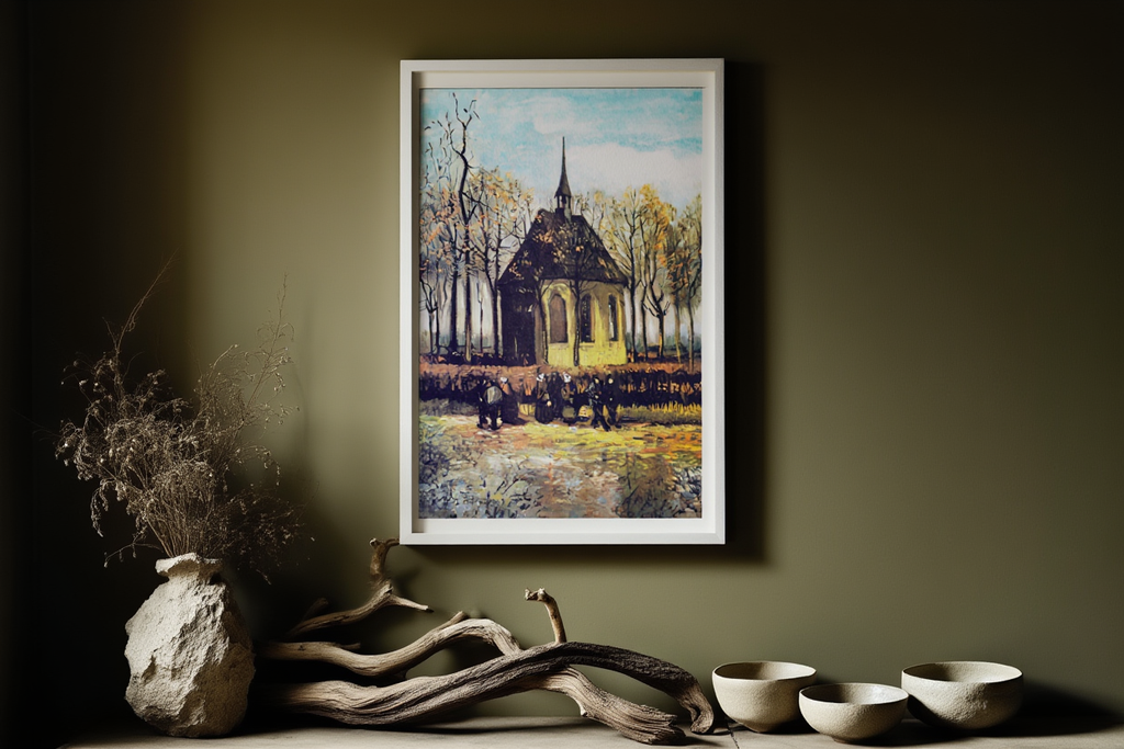 The Church of Nuenen with Churchgoers