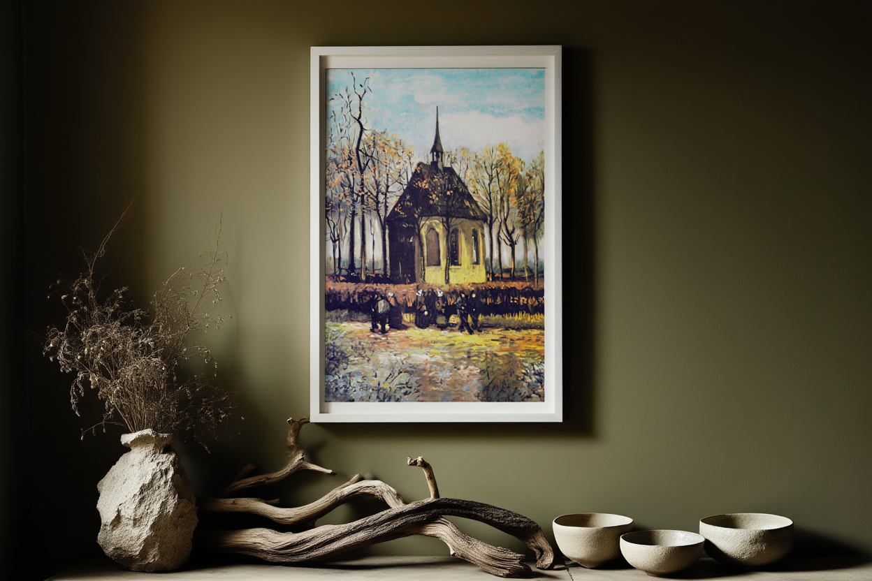 The Church of Nuenen with Churchgoers