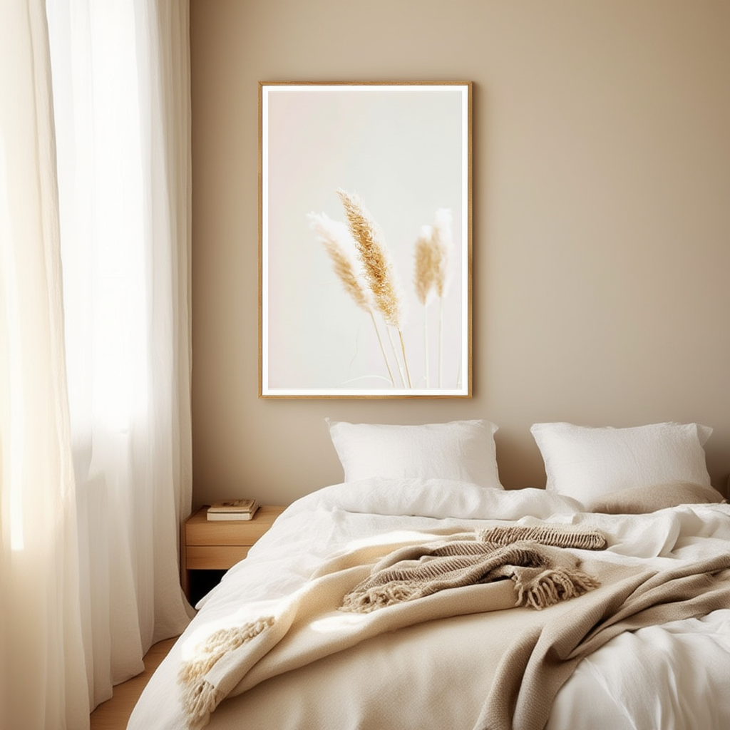 Beige Wheat Poster | Minimalist Botanical Wall Art Print - Hakyarts