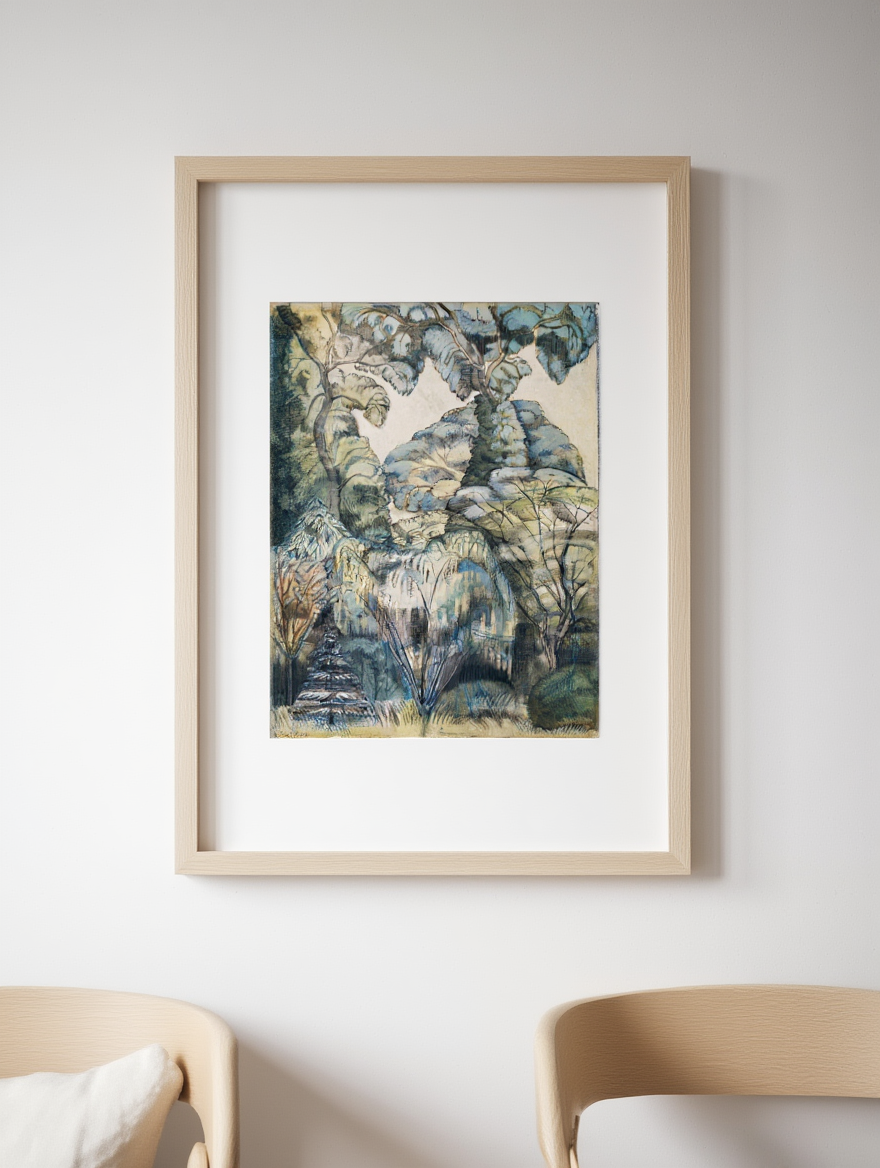 Paul Nash – Trees in Bird Garden, Iver Heath, 1913 – Modernist Landscape Art Print | British Wall Decor