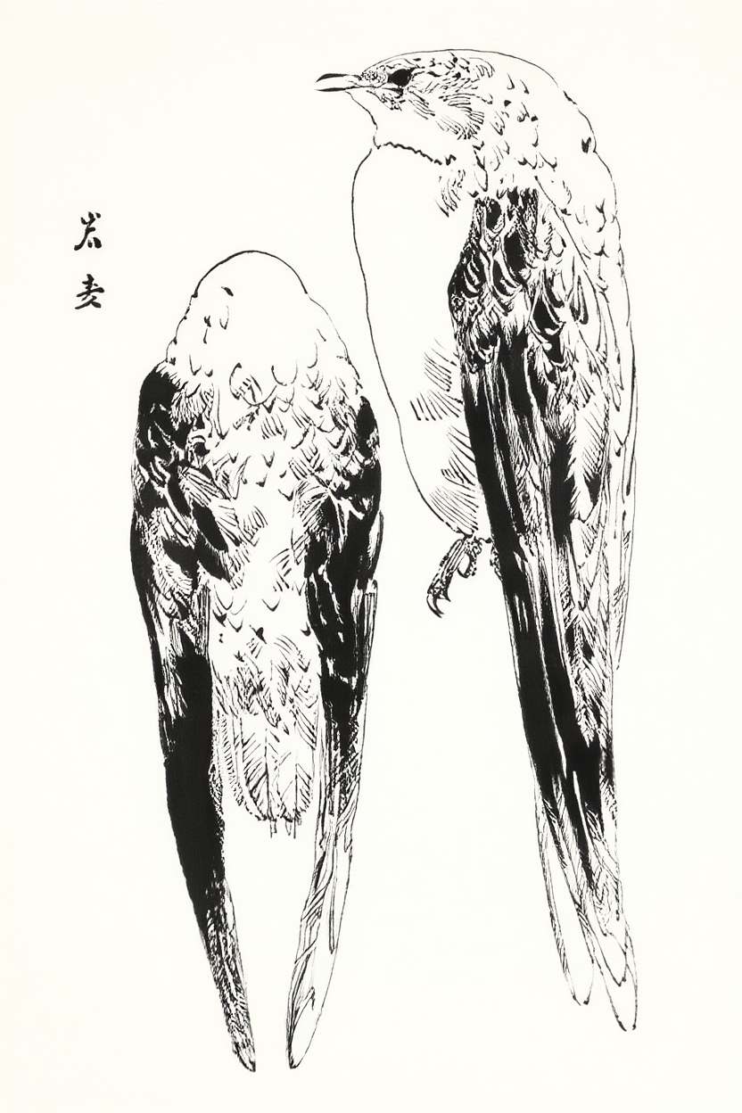 Asian Martin Vintage by Watanabe Seitei – Traditional Japanese Bird Art Print