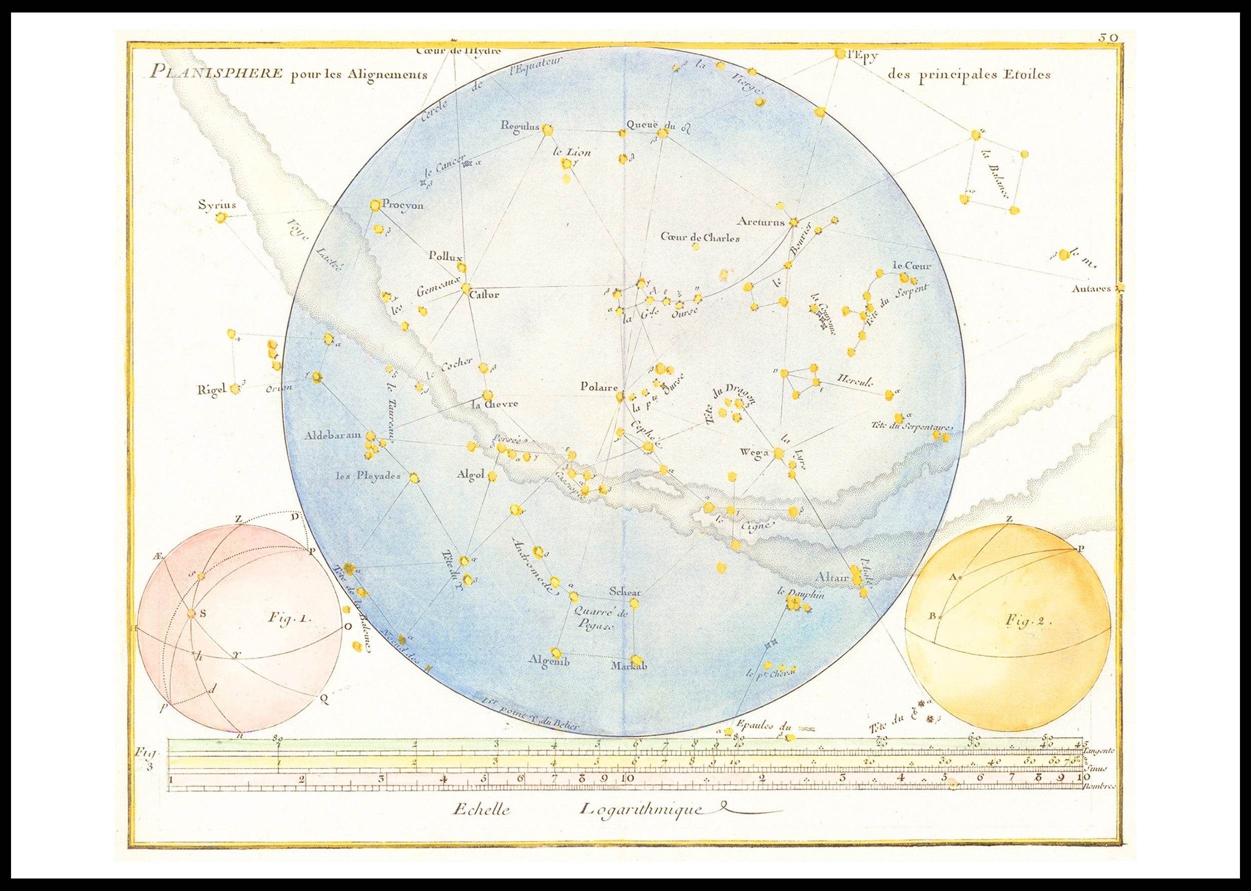 Planisphere pour les Alignements des Principales Etoiles - Hakyarts