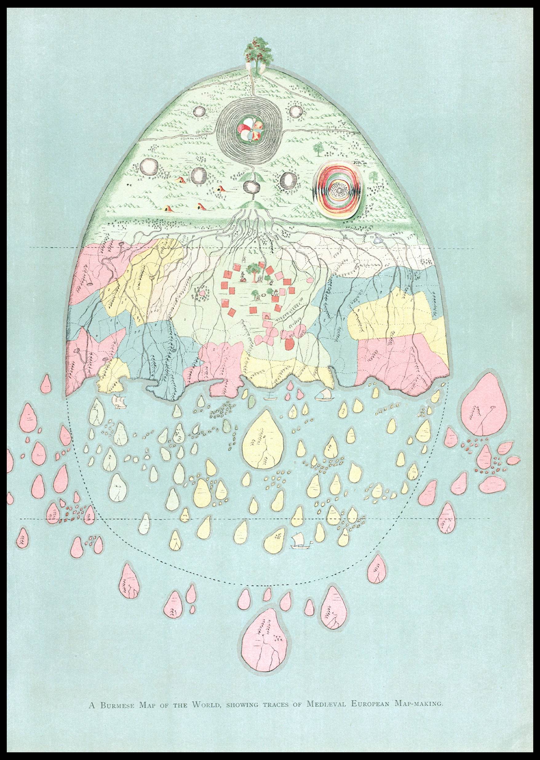 Burmese Map of the World - Hakyarts