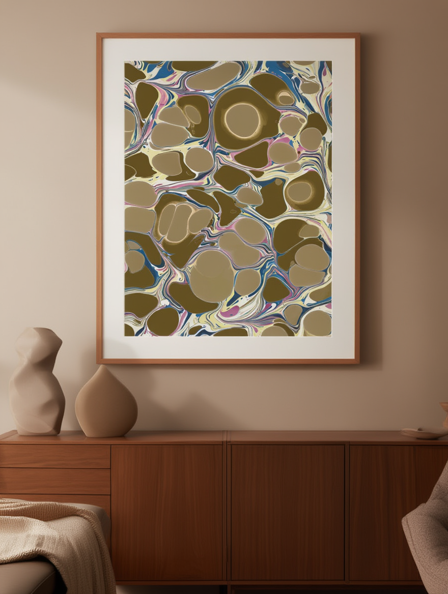 Steinmarmorpapier – Historic Decorative Marble Paper Print