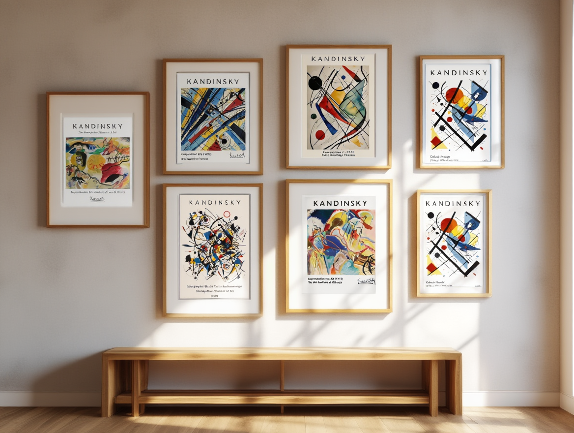 Kandinsky Abstract Geometry  – 6 Colorful Bauhaus Prints | Modern Gallery Wall Décor for Living Room, Bedroom & Office