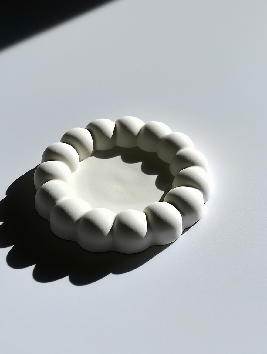 Minimalist Bubble Tray Coaster – White Cream Plaster Home Decor