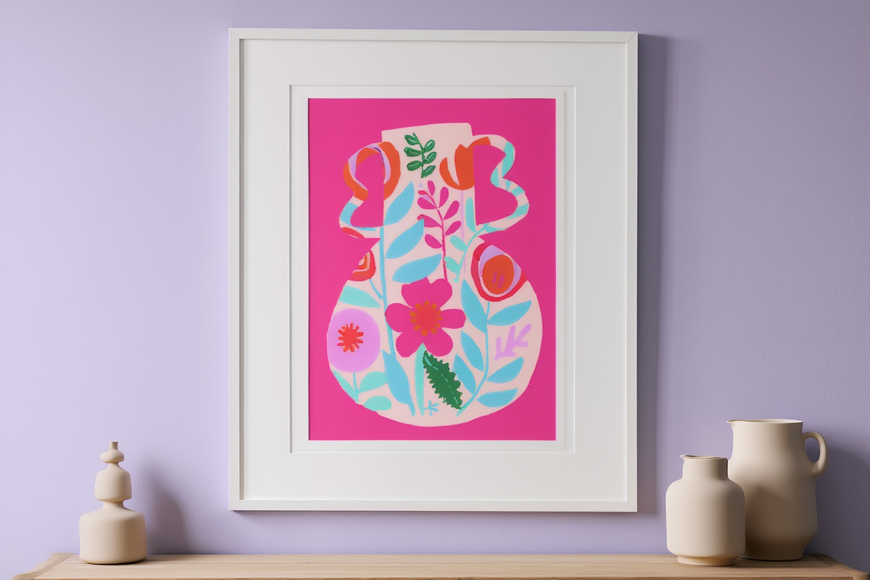Pink Floral Vase Poster