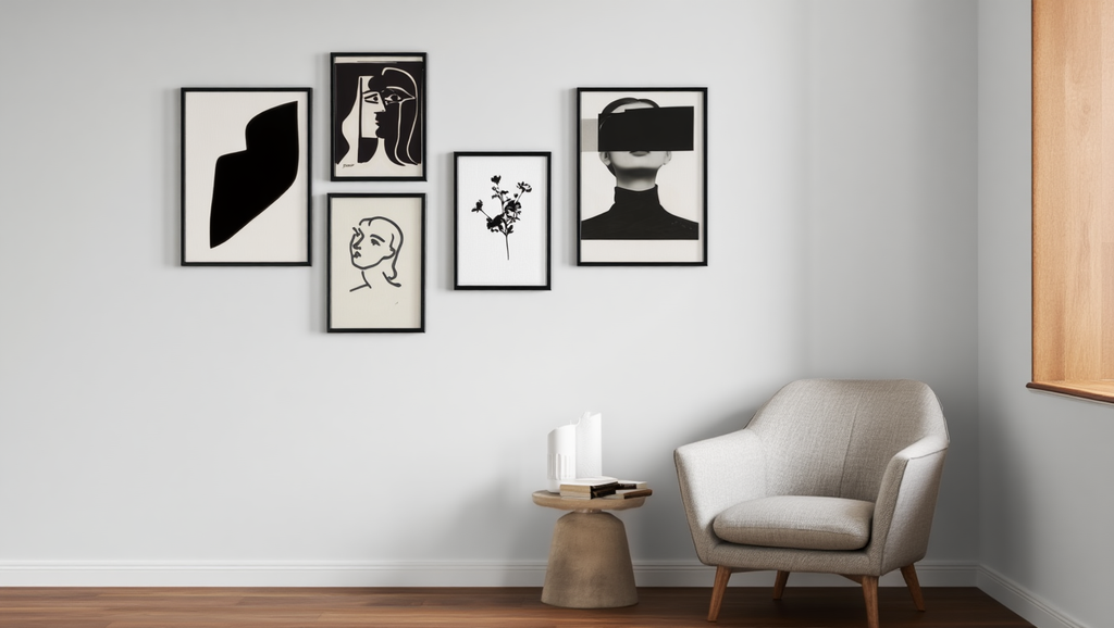 Monochrome Abstract-Inspired Abstract Prints – 5 Black & White Art Pieces