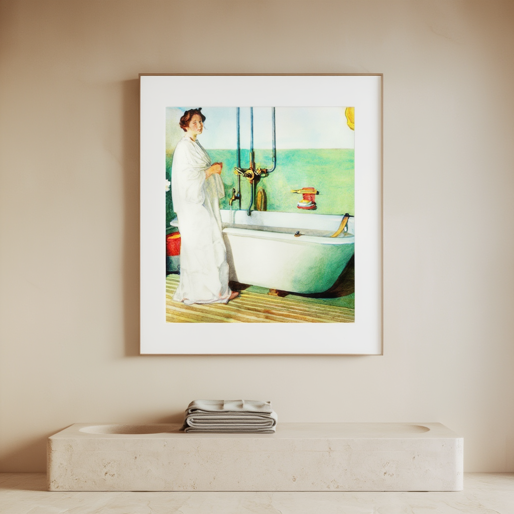 Carl Larsson – Bathroom Scene Lisbeth – Vintage Swedish Art Print