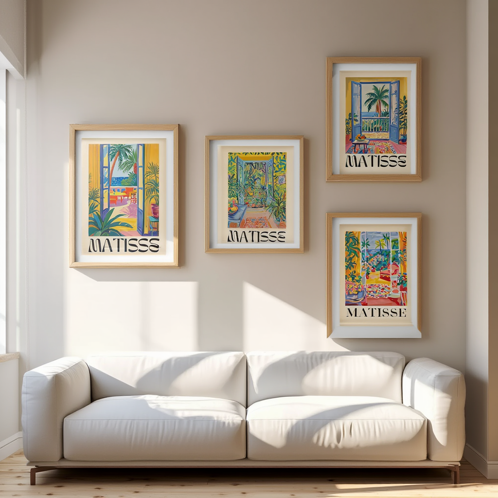 Matisse Tropical Interior Art Print  – 4 Colorful Modern Prints | Gallery Wall Décor for Living Room, Bedroom & Office