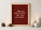 May Your Season Be Filled with Peace and Wonder – Red Christmas Poster - Hakyarts