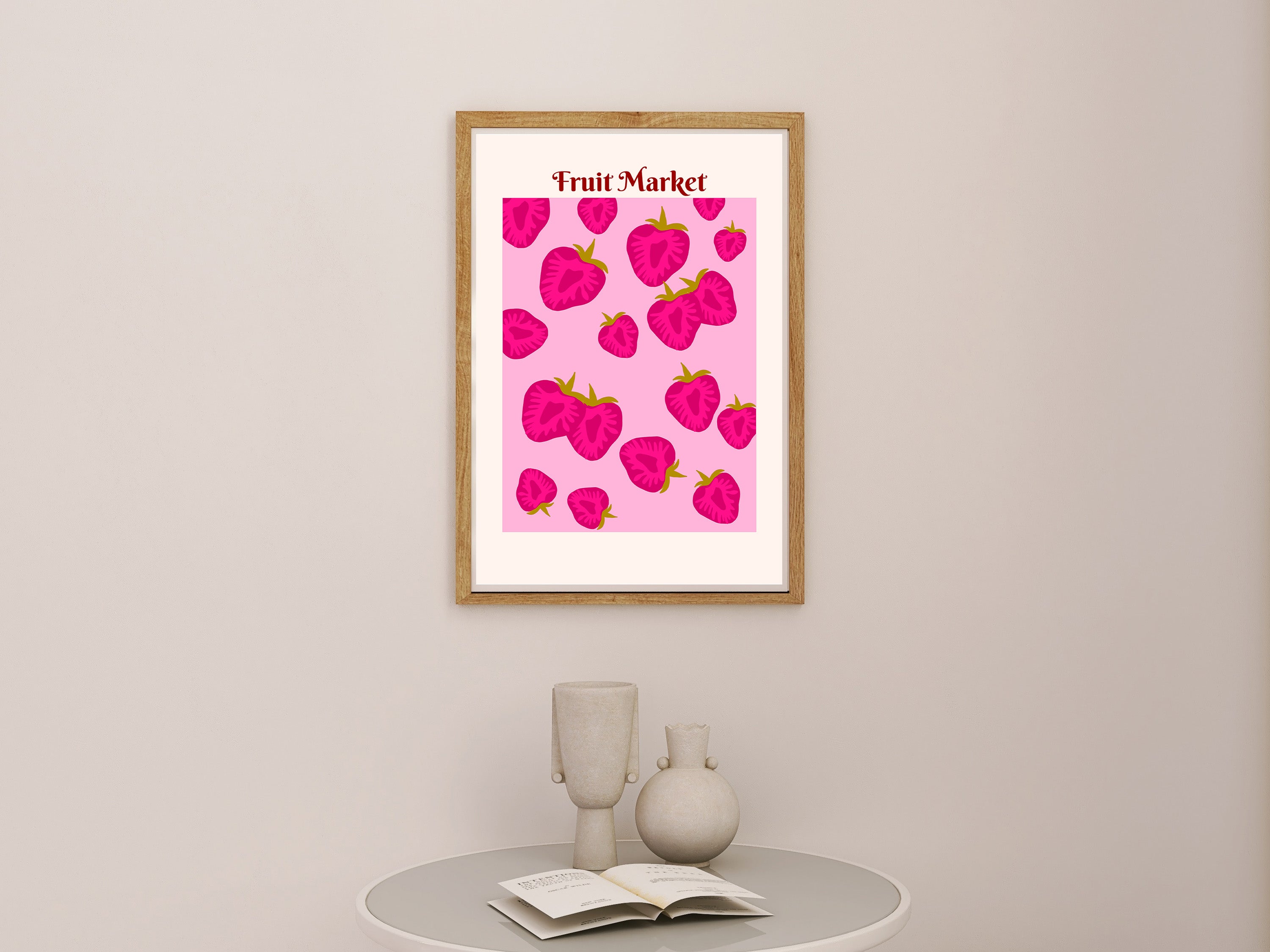 Bright Pink Floral Pattern Wall Poster