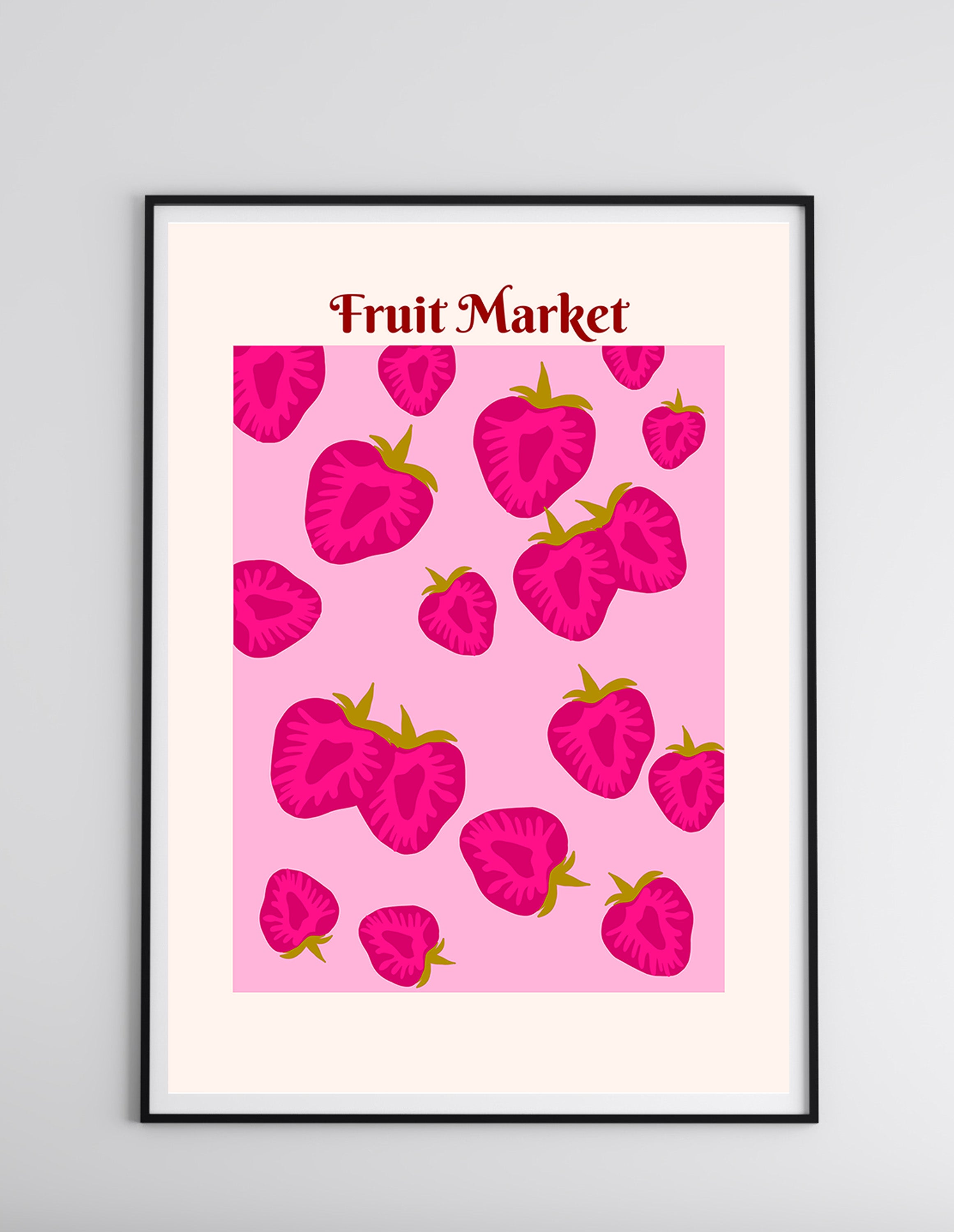Bright Pink Floral Pattern Wall Poster