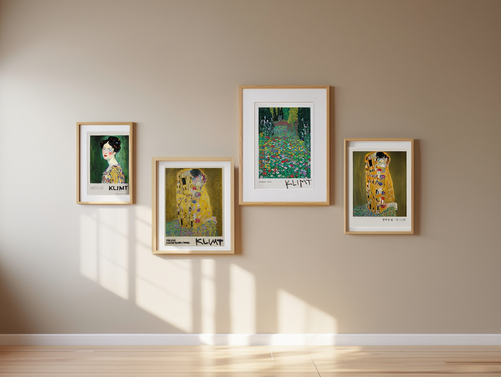 Gustav Klimt Art Print – 4 Golden Wall Art Prints | Elegant Gallery Wall Décor for Living Room, Bedroom & Office