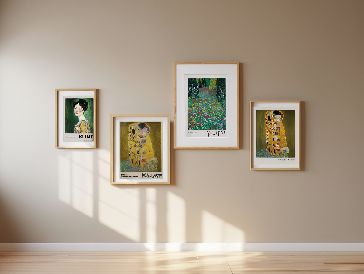 Gustav Klimt Art Print – 4 Golden Wall Art Prints | Elegant Gallery Wall Décor for Living Room, Bedroom & Office