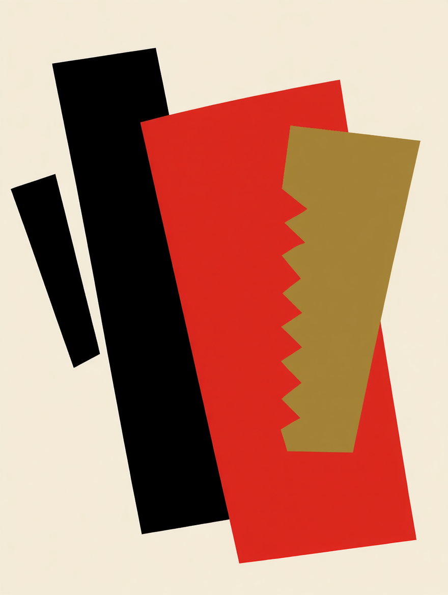 Set of 3 Moholy-Nagy & El Lissitzky Composition Prints – Red, Black & Grey Modernist Wall Art - Hakyarts