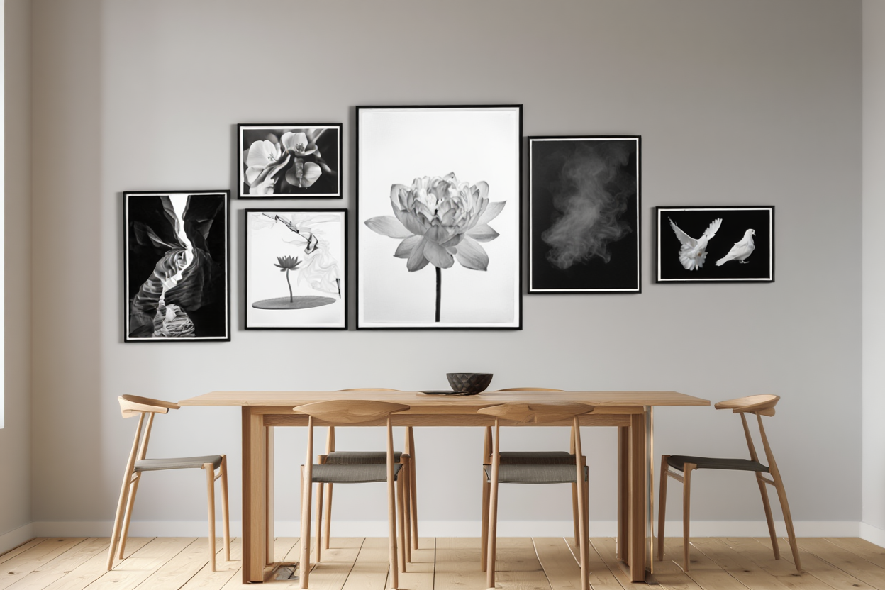 Tranquil Monochrome Nature Prints – 6 Serene monochrome Wall Art Set for Calm Interiors - 6 Prints