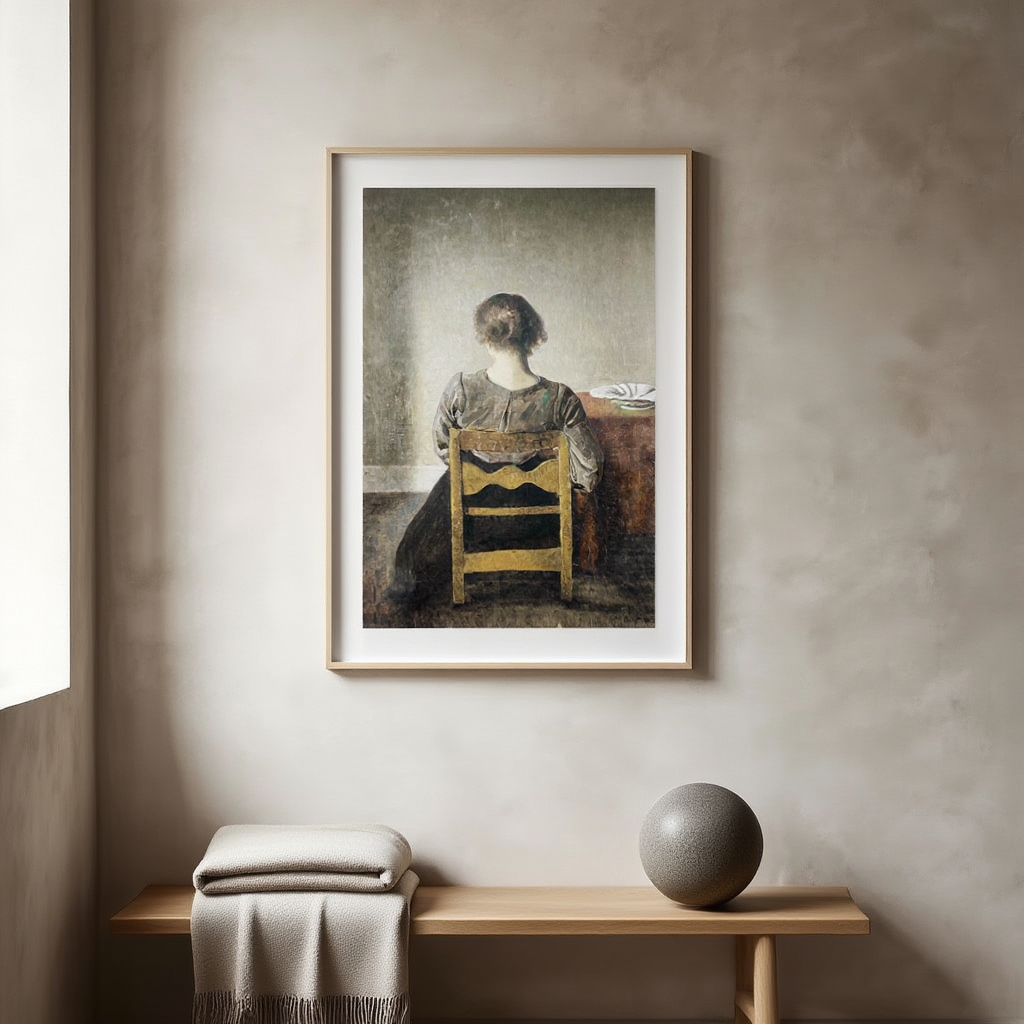 Rest – Minimalist Interior Art Print by Vilhelm Hammershøi, 1905