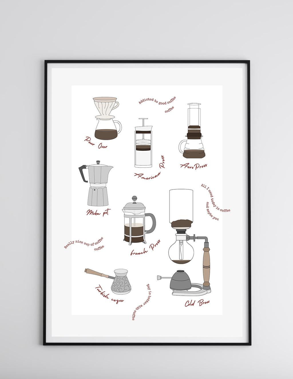 Monochrome Coffee Kitchen Print