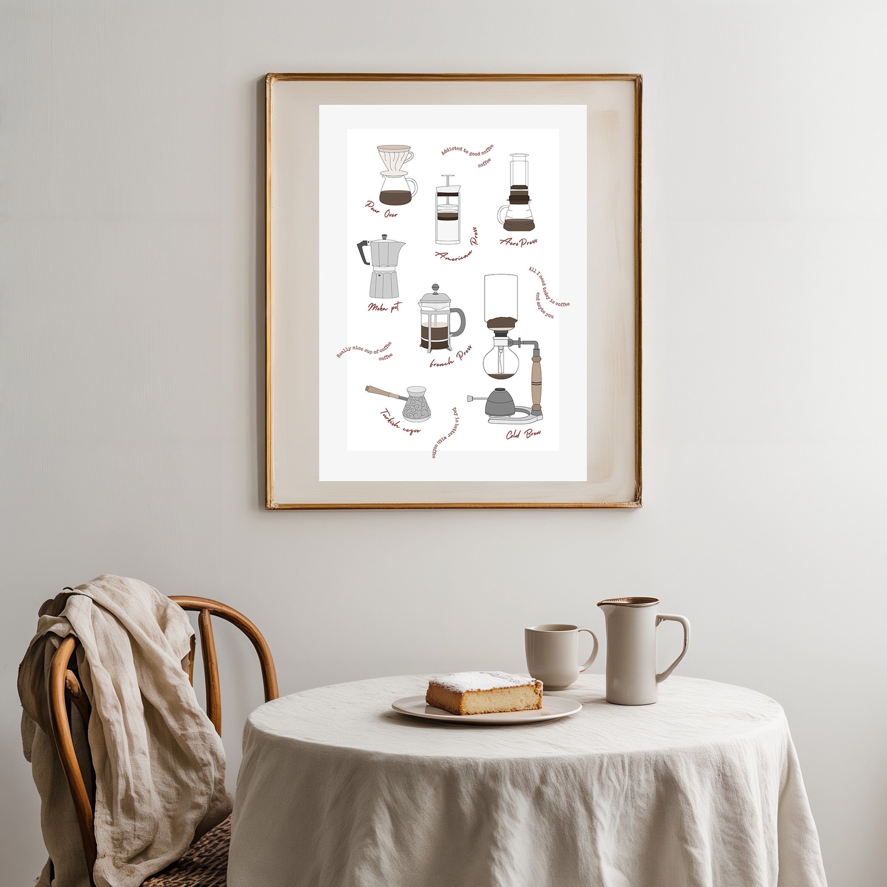 Monochrome Coffee Kitchen Print